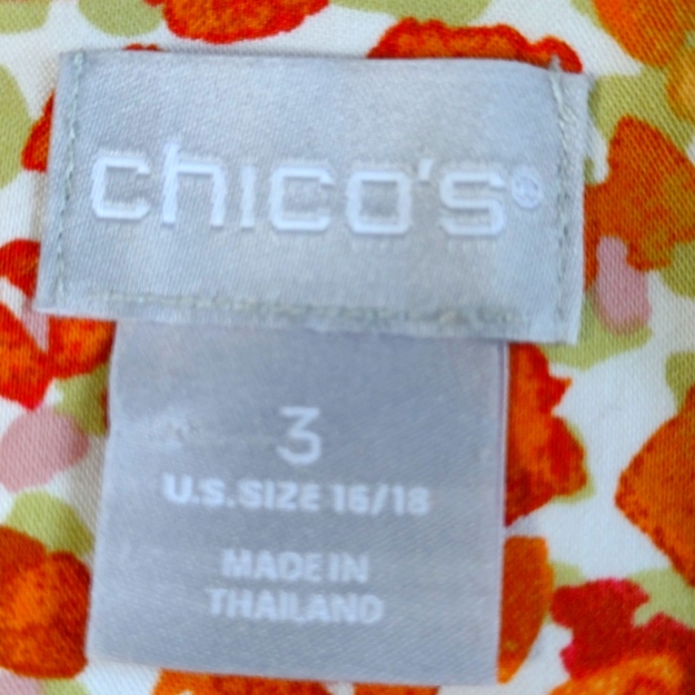 Chico's Multicolor Abstract Floral No Iron Blouse Size XL - Picture 5 of 7